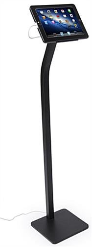 iPad Floor Stand, Locking Enclosure w/ Exposed Home, Integrated Charging – Black