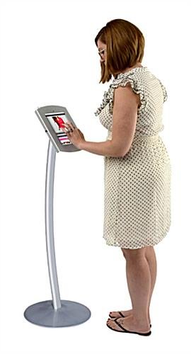 iPad Floor Stand, Locking Enclosure w/ Hidden Home, CC Reader Compatible – Silver - Image 3