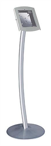 iPad Floor Stand, Locking Enclosure w/ Hidden Home, CC Reader Compatible – Silver - Image 4