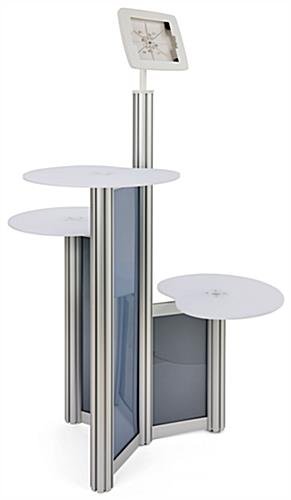 iPad Floor Stand w/ 3 Acrylic Tabletops, Integrated Power Supply, Locking - Silver - Image 2