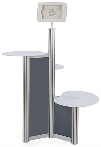 iPad Floor Stand w/ 3 Acrylic Tabletops, Integrated Power Supply, Locking - Silver - Image 3