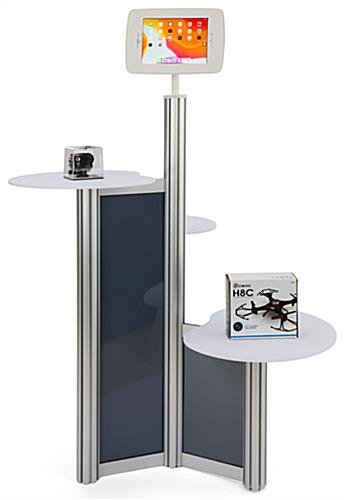 iPad Floor Stand w/ 3 Acrylic Tabletops, Integrated Power Supply, Locking - Silver - Image 4