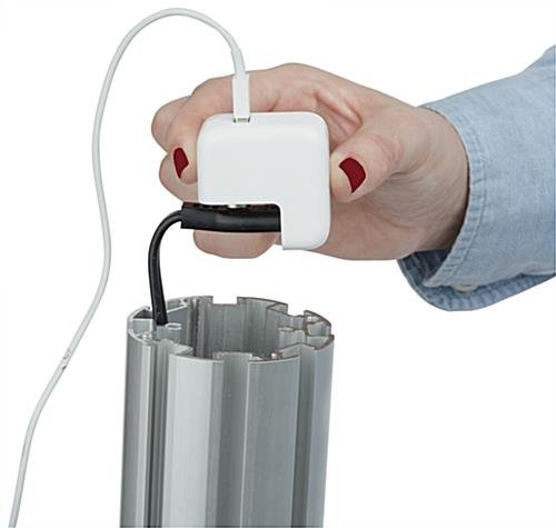 iPad Floor Stand w/ 3 Acrylic Tabletops, Integrated Power Supply, Locking - Silver - Image 8
