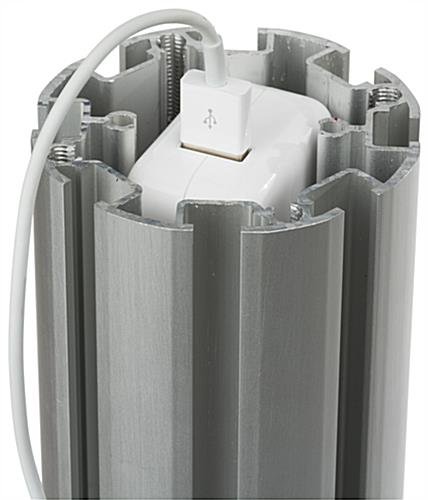 iPad Floor Stand w/ 3 Acrylic Tabletops, Integrated Power Supply, Locking - Silver - Image 9