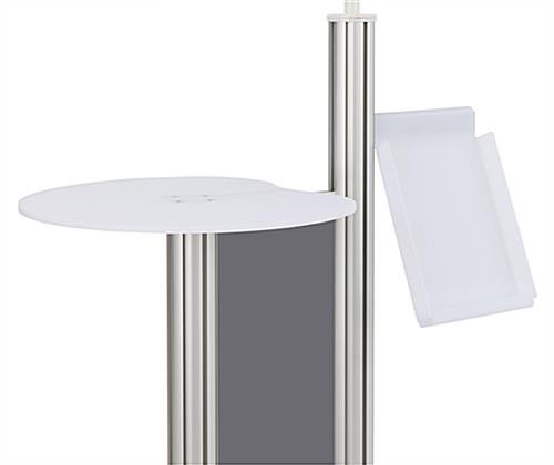 iPad Floor Stand w/ Locking Enclosure & Acrylic Tabletop, Magazine Pocket - Silver - Image 4