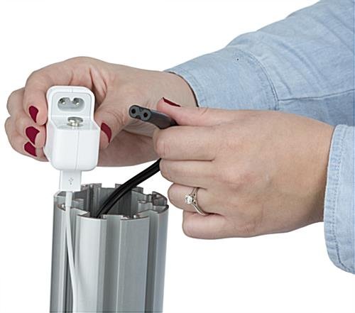 iPad Floor Stand w/ Locking Enclosure & Acrylic Tabletop, Magazine Pocket - Silver - Image 8