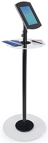 iPad Floor Stand w/ Locking Enclosure, Rotating Bracket & Acrylic Tabletop - Black - Image 5