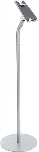 iPad Floor Stand w/ Optional Locking Kit, Tilting Bracket - Silver