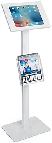 iPad Floor Stand with Lock & Literaure Pocket, Home Button Exposed – White - Image 3