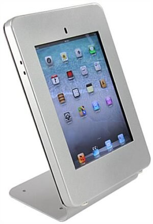 iPad Holder w/ Locking Enclosure, Hidden Home Button - Silver