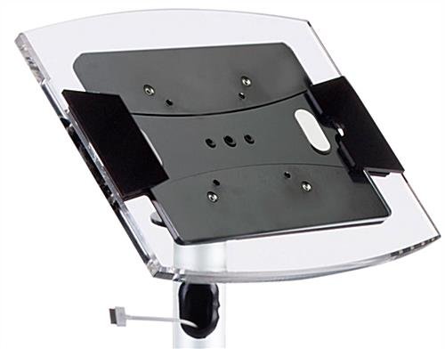 iPad Mini Floor Stand w/ Acrylic Enclosure, Rotating & Cord Management - White - Image 2