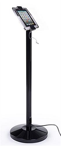 iPad Mini Floor Stand with Acrylic Enclosure, Rotating & Cord Management - Black - Image 2