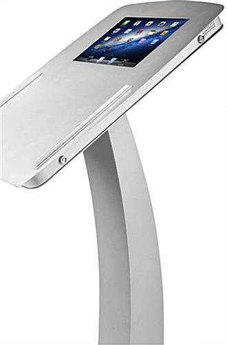iPad Podium Stand, Locking Enclosure, Ledge for Speaker's Notes, Power Cable - Silver - Image 2
