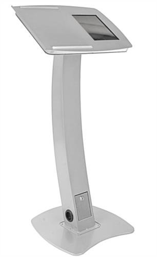 iPad Podium Stand, Locking Enclosure, Ledge for Speaker's Notes, Power Cable - Silver - Image 5