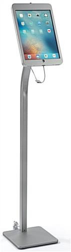 iPad Pro Floor Stand, Rotating, Locking Enclosure w/ Exposed Home Button - Silver