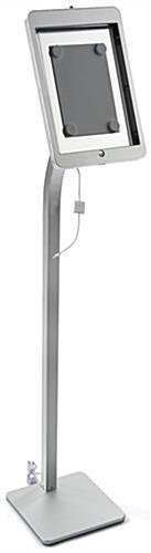 iPad Pro Floor Stand, Rotating, Locking Enclosure w/ Exposed Home Button - Silver - Image 2