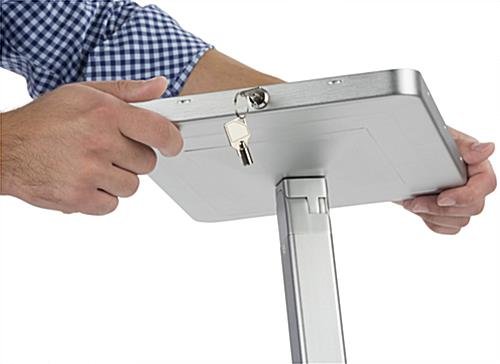 iPad Pro Floor Stand, Rotating, Locking Enclosure w/ Exposed Home Button - Silver - Image 5