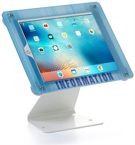 iPad Pro Stand for Countertop, Custom Enclosure Graphics, Lockable – White - Image 3