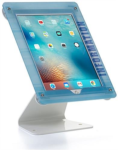 iPad Pro Stand for Countertop, Custom Enclosure Graphics, Lockable – White