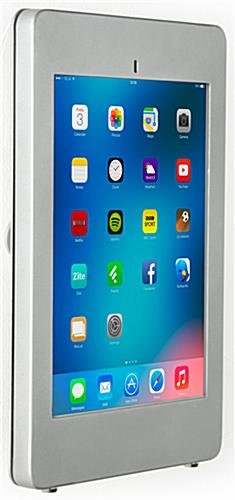 iPad Pro Wall Fixture w/ Covered Home Button, Tilting & Rotating Bracket - Silver