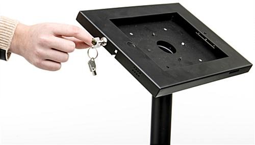 iPad Stand for Floor, Locking Enclosure with Rotating Bracket - Black - Image 3