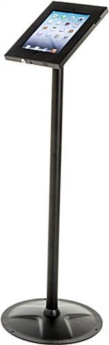 iPad Stand for Floor, Locking Enclosure with Rotating Bracket - Black
