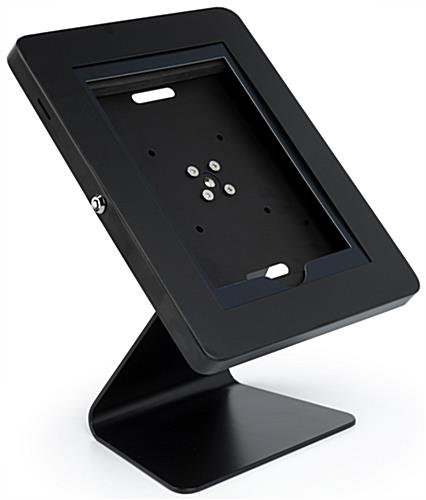 iPad Tablet Counter Stand, Foam Padding, Locking & Rotating Enclosure - Black - Image 2