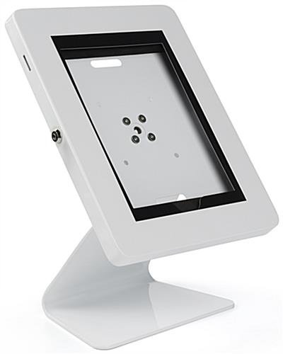 iPad Tablet Counter Stand, Foam Padding, Locking & Rotating Enclosure - White - Image 2