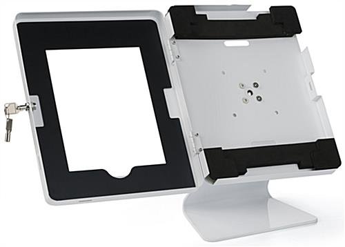 iPad Tablet Counter Stand, Foam Padding, Locking & Rotating Enclosure - White - Image 4