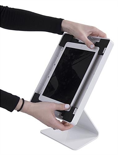 iPad Tablet Counter Stand with Adjustable Padded Enclosure - White - Image 5