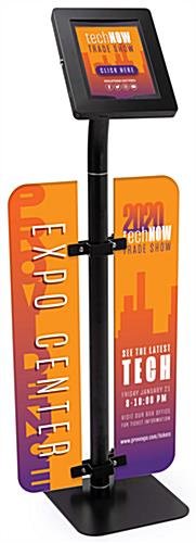 iPad Tablet Floor Stand w/ Custom Printed Foam Boards, Locking Enclosure - Black