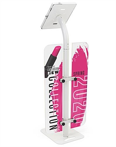 iPad Tablet Floor Stand w/ Custom Printed Foam Boards, Locking Enclosure - White - Image 3