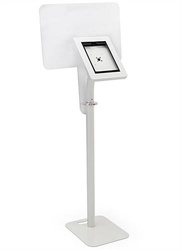 iPad Tablet Floor Stand w/ Custom Printed Graphics, Locking Enclosure - White - Image 2