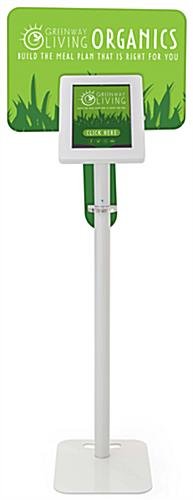 iPad Tablet Floor Stand w/ Custom Printed Graphics, Locking Enclosure - White