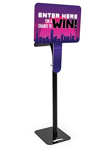 iPad Tablet Floor Stand w/ Custom Printed Sign, Locking Enclosure - Black - Image 3