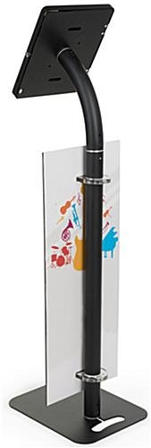 iPad Tablet Floor Stand with Custom Banner, Locking & Rotating Enclosure - Black - Image 4