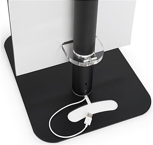 iPad Tablet Floor Stand with Custom Banner, Locking & Rotating Enclosure - Black - Image 6
