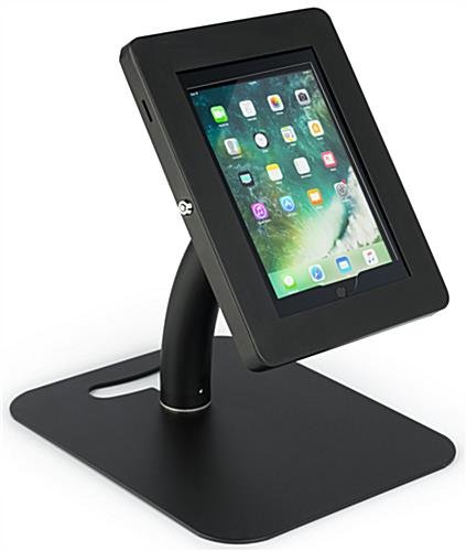 iPad Tablet Floor Stand with Custom Banner, Locking & Rotating Enclosure - Black - Image 7