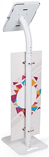 iPad Tablet Floor Stand with Custom Banner, Locking & Rotating Enclosure - White - Image 4