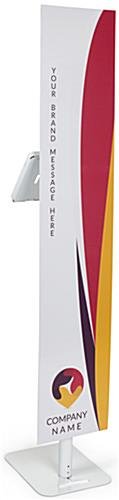 iPad Tablet Floor Stand with Custom Banner, Locking & Rotating Enclosure - White - Image 4