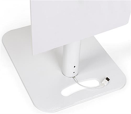 iPad Tablet Floor Stand with Custom Banner, Locking & Rotating Enclosure - White - Image 6