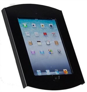 iPad Wall Mount, Locking Enclosure w/ Exposed Home, CC Reader Compatible - Black