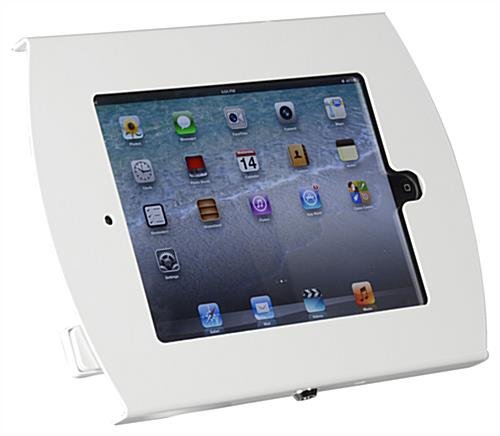 iPad Wall Mount, Locking Enclosure w/ Exposed Home, CC Reader Compatible - White - Image 3
