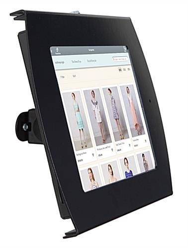 iPad Wall Mount, Locking Enclosure w/ Hidden Home, CC Reader Compatible- Black - Image 2