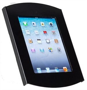 iPad Wall Mount, Locking Enclosure w/ Hidden Home, CC Reader Compatible- Black