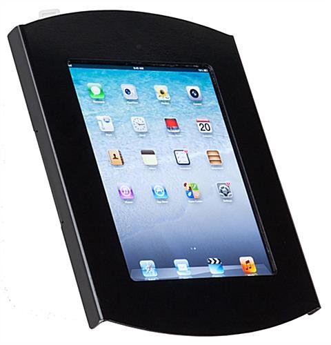 iPad Wall Mount, Locking Enclosure w/ Hidden Home, CC Reader Compatible- Black