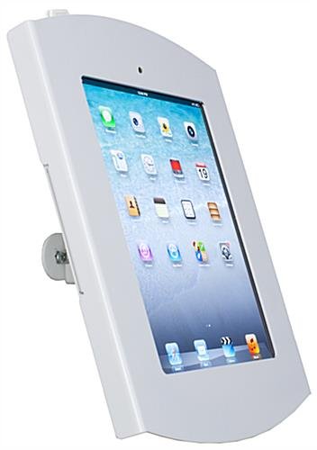 iPad Wall Mount, Locking Enclosure w/ Hidden Home, CC Reader Compatible- White - Image 3