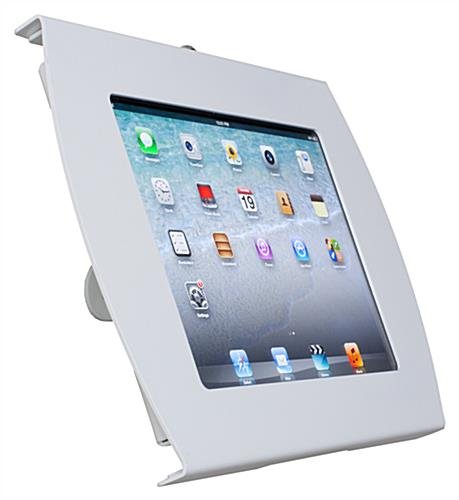 iPad Wall Mount, Locking Enclosure w/ Hidden Home, CC Reader Compatible- White - Image 4