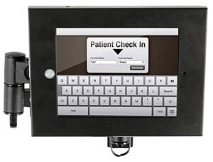 iPad Wall Mount with Articulating Arm, Locking, Adjustable Home Button Cover - Black