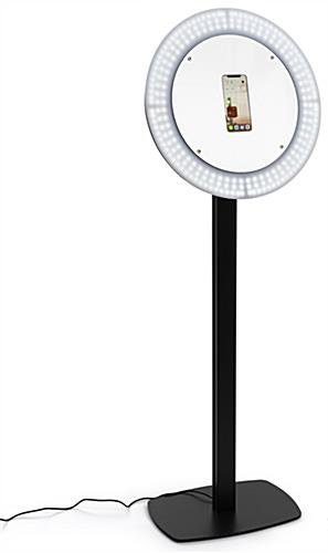 iPhone Selfie Station, LED Light Ring, Adjustable Height, Floor Standing - Black